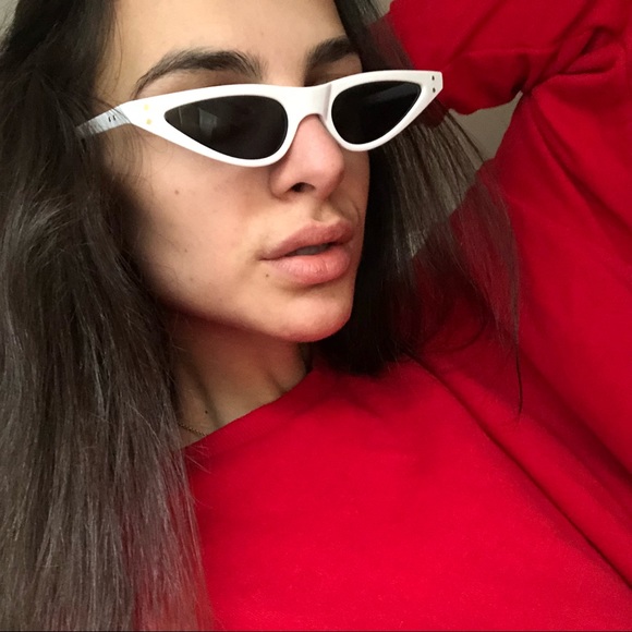 Slim Frame Vintage Retro Cat Eye Sunglasses - Picture 2 of 6